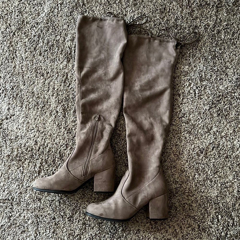 Microsuede Tan over the knee boots